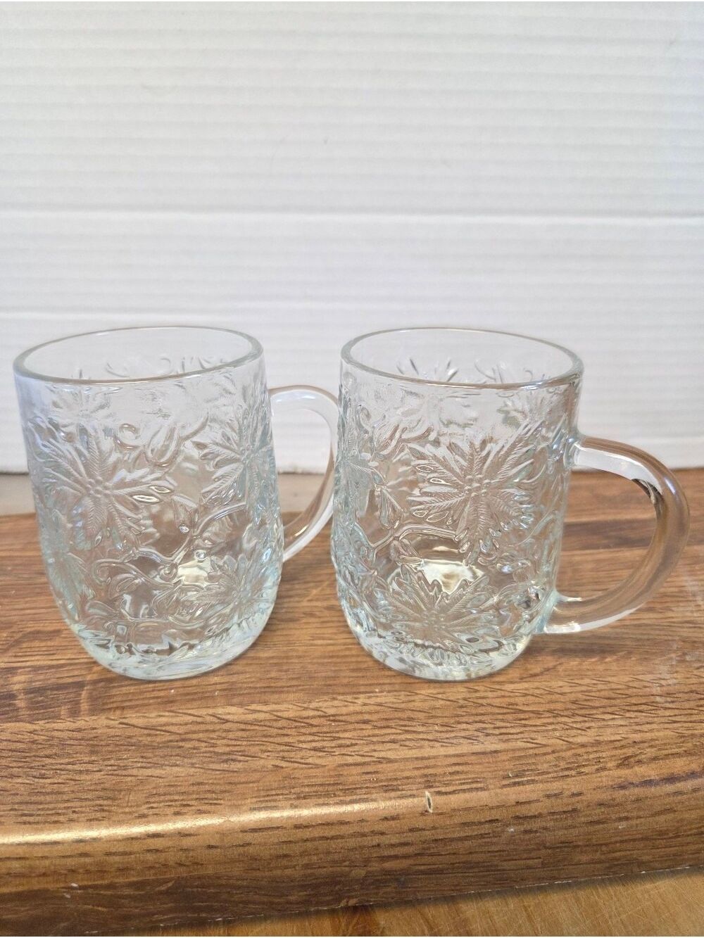 Vintage 90s 2-piece Princess House "Fantasia" Embossed Floral Crystal Mugs